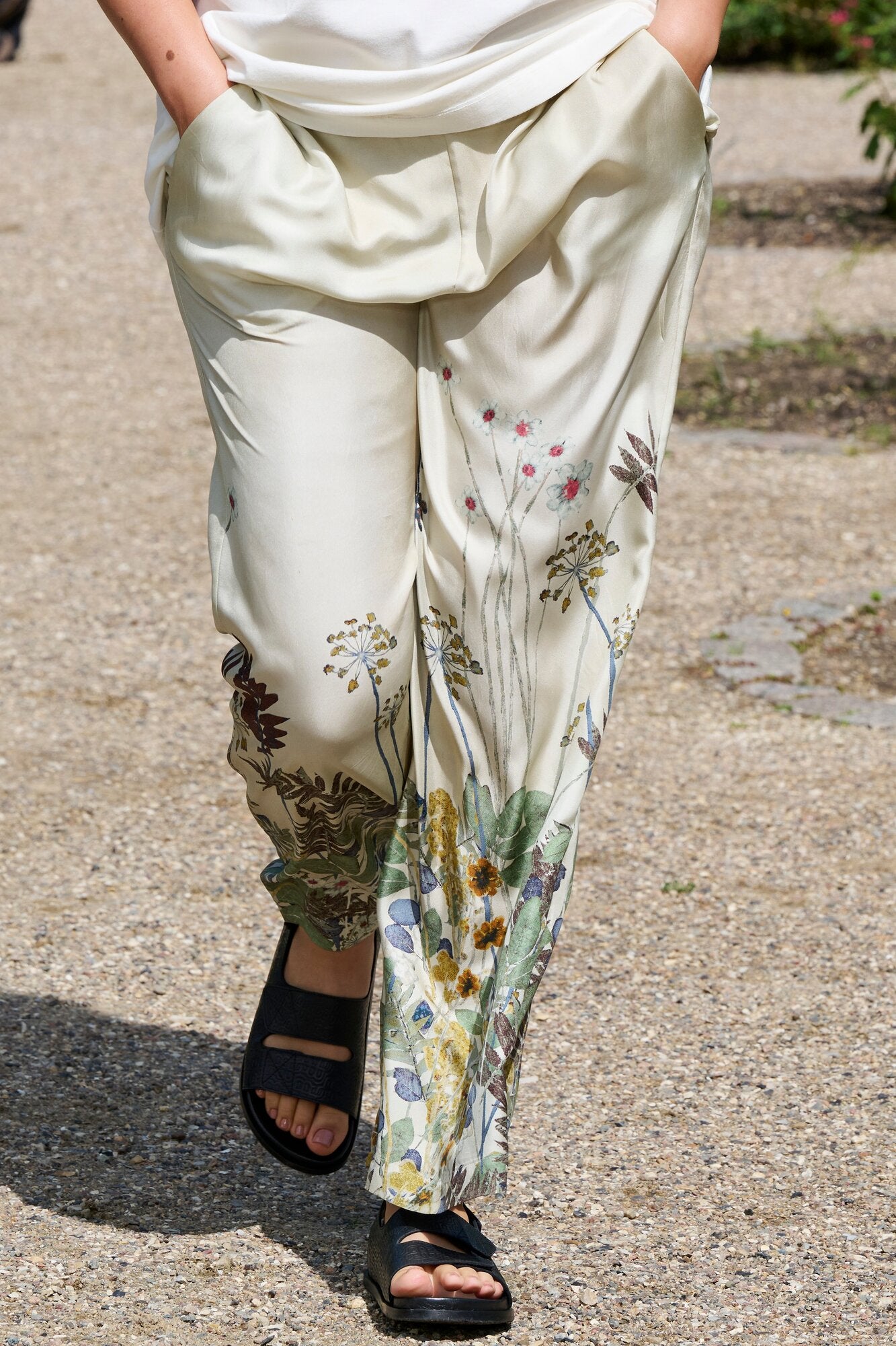 Fabert silkebukser - Print Creme